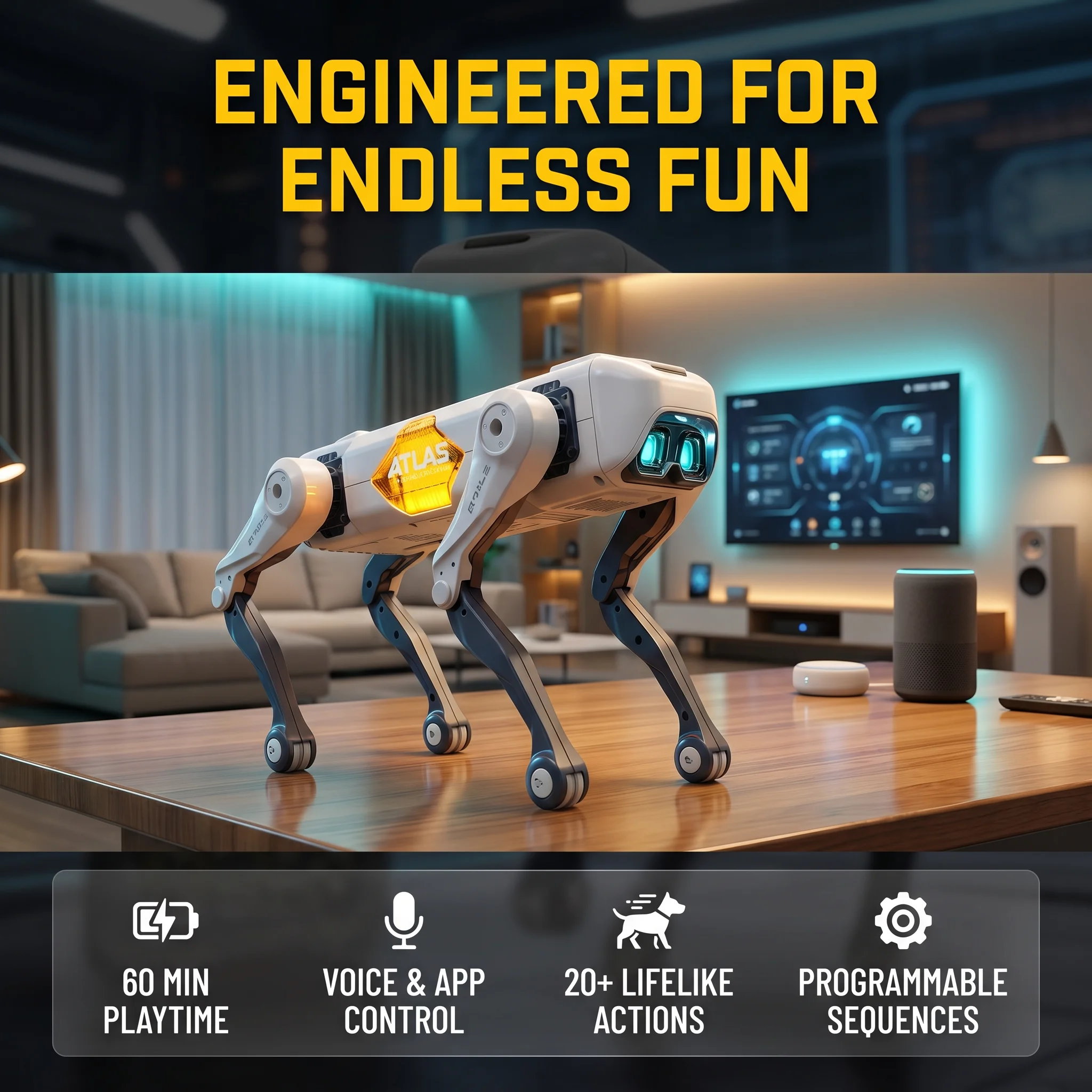 Kids Education Material - Robot Anjing Pintar AI, Kontrol Suara