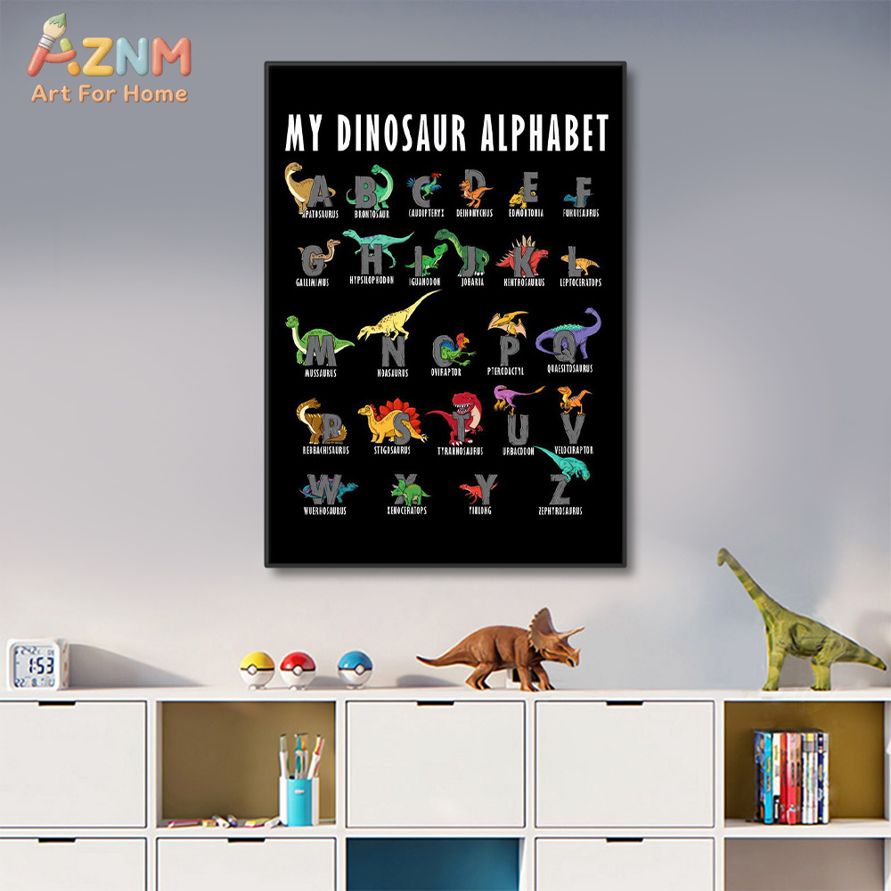 AZNM Dinosaurus Alfabet Kanvas - Background For Kids Education ulasan dan harga